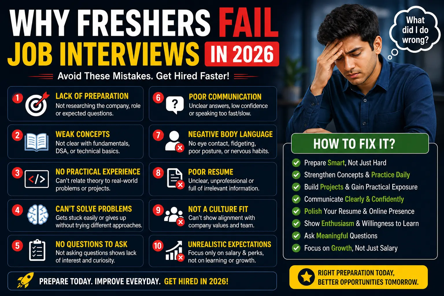 why freshers fail job interviews in 2026